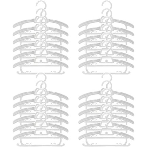 24 Pack Adjustable Baby Clothes Hangers for Closet, Sturdy Heavy Plastic Onesie Organizer for Infant Newborn Toddler, Expandable & Stackable Kids Children’s Outfit Hangers, 11”-14”, White