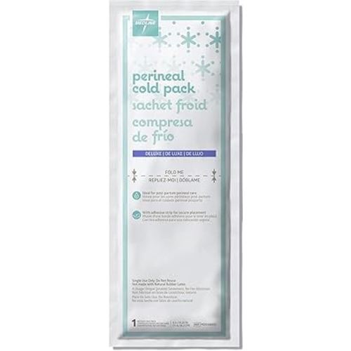 Medline Deluxe Perineal Cold Packs with Adhesive Strip, 4.5" x 14.25", Pack of 24, Ideal for Postpartum Perineal Care