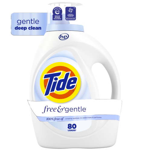 Tide Free & Gentle Laundry Detergent Liquid, Unscented, 105 fl oz