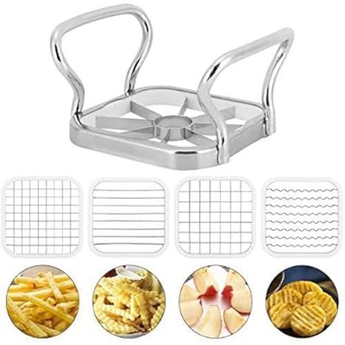 French Fry Maker, 5in 1 Stainless Steel Potatoes Fruit Cutter Chipper Chopper Maker French Fry Tool Kitchen Gadgets