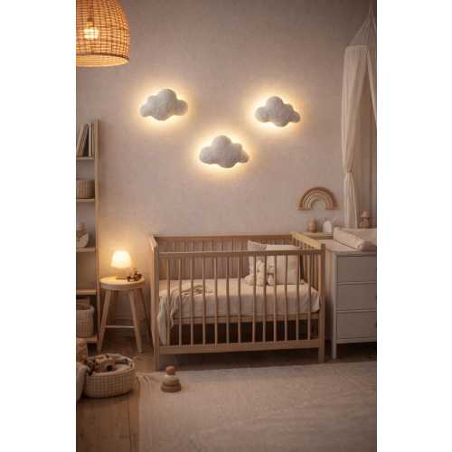 Cloud Night Light Set, Boucle Nursery Wall Lamps