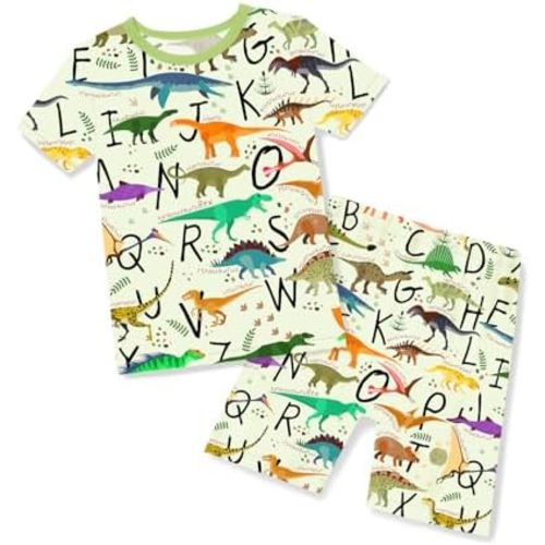 babee Reshinee Bamboo Viscose Toddler Boys Pajamas Set, Short Sleeve Kids