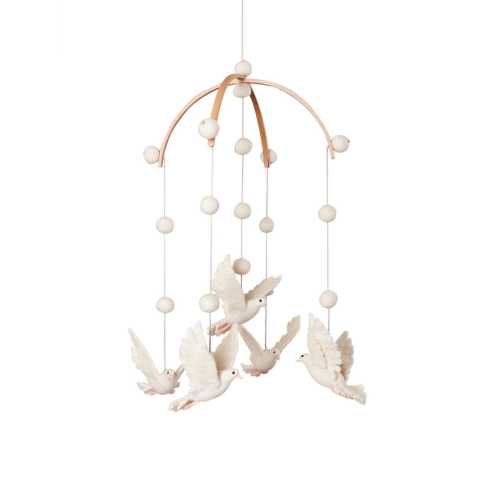 Felt Dove Baby Mobile: Handmade Organic Nursery Decor