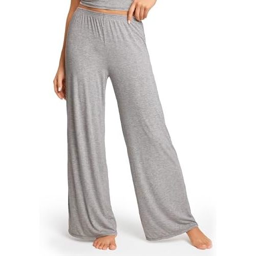 Women's Natrelax Pajamas Pants Wide Leg Casual Modal Ribbed Loose Fit Sleep Soft Comfort Flowy Lounge Pj Bottom