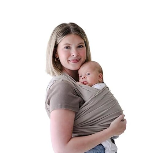 snuggle me Baby Wrap | Hands-Free Baby Wraps Carrier, Easy-Tie Baby Sling Carrier, Baby Carrier Wrap with Organic Cotton, Baby Wearing Wrap for Newborns from 0 to 18 Months (7-35 lbs) - Birch