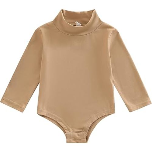 Mubineo Infant Baby Girl Boy Basic Plain Turtleneck Long Sleeve Cotton Bodysuit Romper Tops