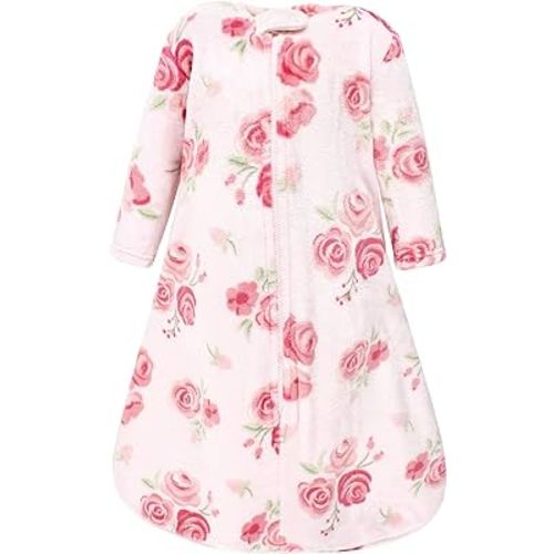 Hudson Baby Unisex Baby Plush Sleeping Bag, Sack, Blanket, Blush Rose Long-Sleeve, 6-12 Months