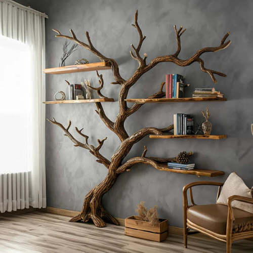 Rustic Corner Tree Bookshelf Kids Room Nursery SINLSATB310