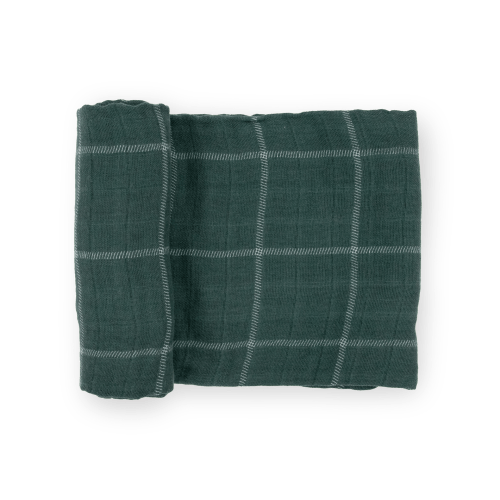 Cotton Muslin Swaddle Blanket - Evergreen Plaid