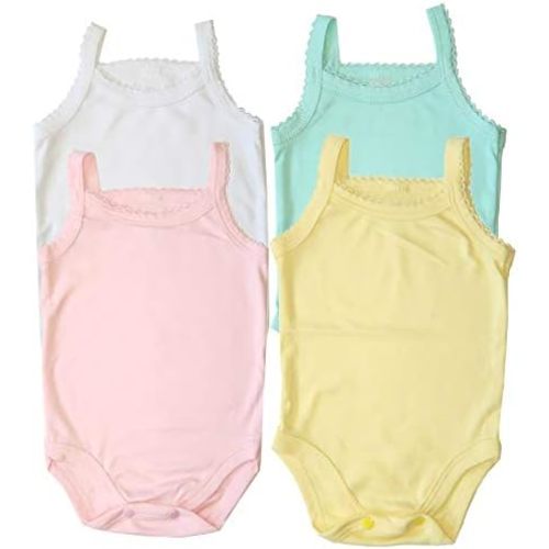 B-One Kids Baby Girls' Camisole Bodysuit Cotton Super Soft 4-Pack