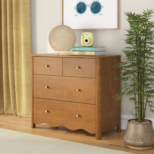 Max & Lily Sutton 4-drawer Wood Dresser with Wave Detail