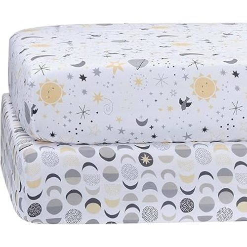 Bedtime Originals Celestial Moon/Stars 2-Pack Fitted Crib/Toddler Sheet Set