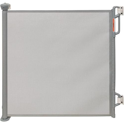 33.5" Strong Retractable Baby Safety Gate/Mesh Dog Gate, Suitable for Indoor and Outdoor Use, Extends to 55" Wide, Gray (Gray)