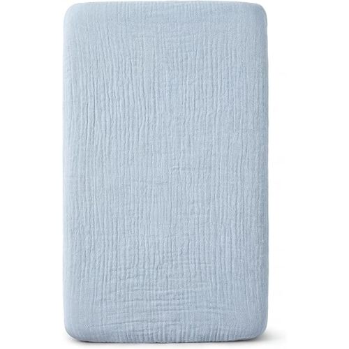 Muslin Bassinet Sheet Compatible with Maxi-Cosi Iora & Iora Air Bedside Sleeper - 100% Cotton Rectangular Mattress Pad Cover (33"x20"), Breathable & Soft, Boho (1 Pack Blue)
