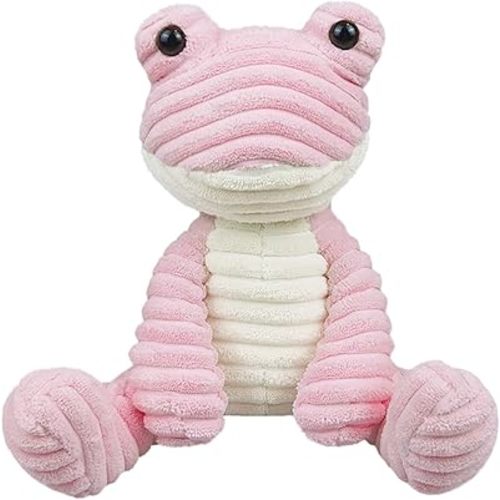 Pink Corduroy Plush Frog Stuffed Animal Toy, Soft Cuddly Plushie Hugger Toy for Boys & Girls, Gifts for Kids or Girlfriend, 8.5 Inches