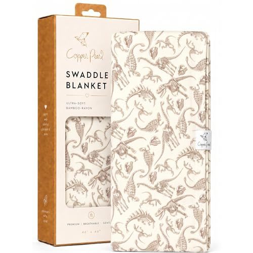 Copper Pearl Baby Swaddle Blanket - Premium Knit Baby Blanket, Large Soft Stretchy Receiving Blankets for Baby Boy and Girl, Swaddles for Newborn, Infant, and Toddler (Jurassic Park Fossils)