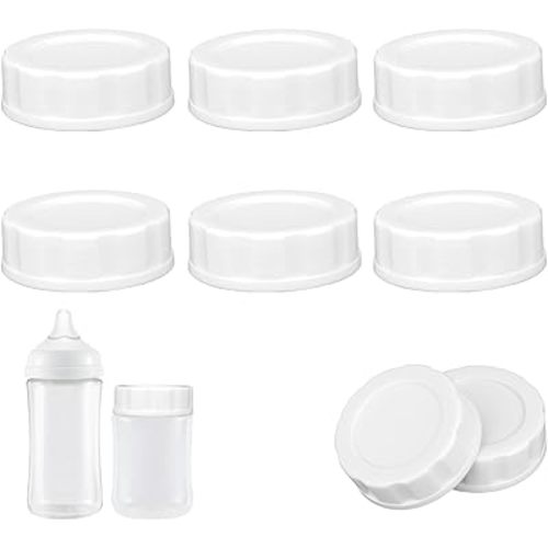 6pcs Baby Bottle Caps Compatible with Pigeon & Lansinoh Bottles, Travel and Storage Bottle Lids Replacement (White)