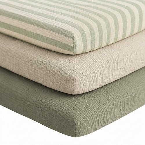 Niceye Muslin Bassinet Sheets 3-Pack (33" x 21")