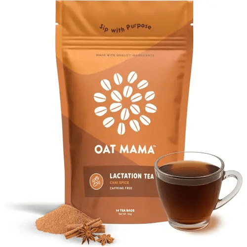 Oat Mama Lactation Tea for Breastfeeding Moms - Chai Spice | Breastfeeding Essentials for Milk Supply Increase | Organic Lactation Support & Postpartum Recovery