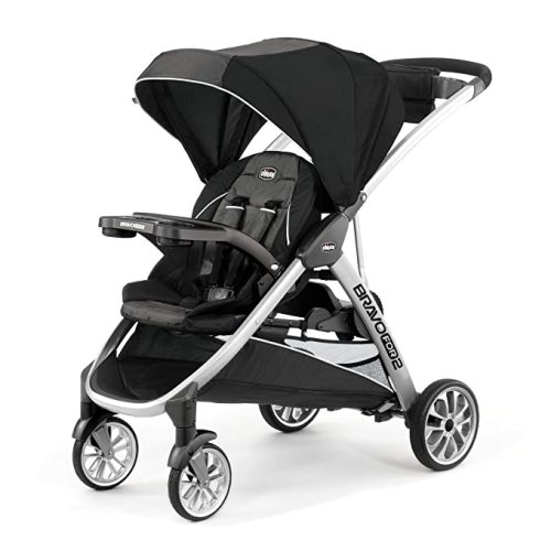 Chicco BravoFor2 Standing/Sitting Double Stroller - Iron, Black/Grey