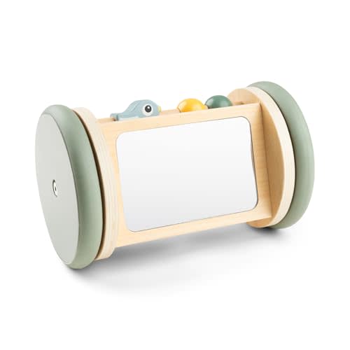 Done by Deer Rolling Activity Mirror Birdee – Colorful Baby Toy for Tummy Time and Crawling – Safe Wooden Developmental Toy for 3+ Months