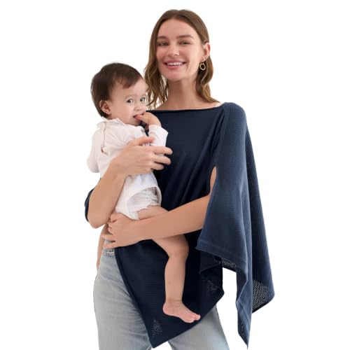Momcozy Nursing Cover, Privacy Breastfeeding Cover with Soft Breathable | Multi-Use Nursing Cover Up for Breastfeeding, Portable Breast Feeding Covers for Women, Includes Laundry Bag (Dark Blue)