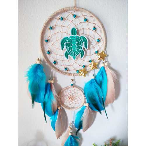Sea turtle dreamcatcher personalized, nautical nursery dream catcher teal blue, sea turtle wall art