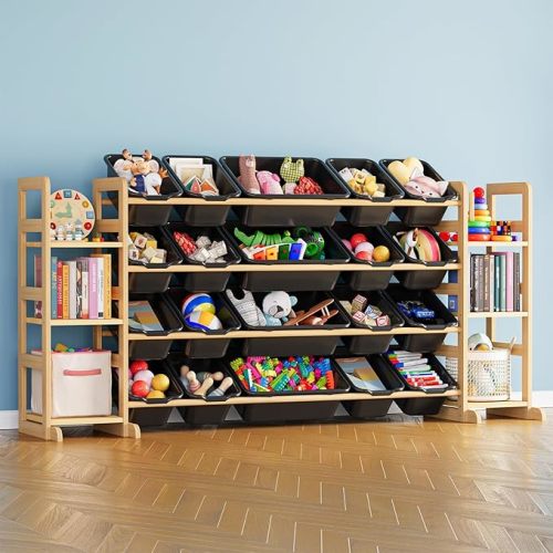 SpaceAid Toy Storage Organizer with 6 Shelves and 20 Bins, Toy Organizers Storage Bookshelf, Kids Bin Shelf Toys Box Bookcase for Bedroom Playroom Organization Room Decor, Multi-Colored