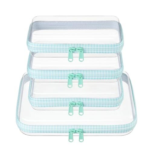 Clear Zipper Pouches, Hard Shell Zipper Case (M+3S) | Toiletry Bag for Travel, CLear Diaper Bag, Toiletry Pouch, Travel Organizer, Cosmetic Bag, Toy Storage Bins
