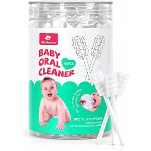 dearlomum 48 Count Baby Tongue Cleaner, Newborn Infant Toothbrush, 1 Jar