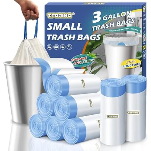 Small 3 Gallon Trash Bags Drawstring,0.96 Mil,Unscented,240 Count