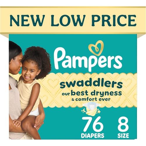 Pampers Swaddlers Diapers, Size 2 (10-22 lbs), 148 Count, Hypoallergenic, Absorbent, Keeps Baby Dry and Comfortable, Skin Safe Disposable Baby Diaper