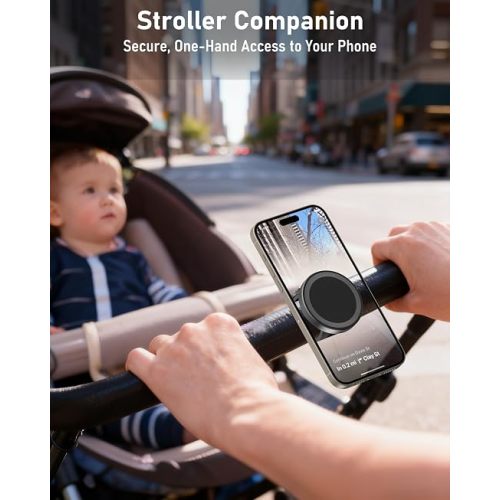 Stroller Phone Holder, Compatible with MagSafe, Magnetic Handlebar Mount