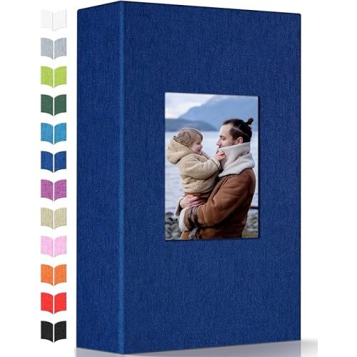 Photo Album 4x6 with 300 Pockets,Slip-in Picture Albums,Linen Cover Memory Book with Front Window,White Page Vertical Photo Book for Wedding,Family,Anniversare,Baby,Vacation