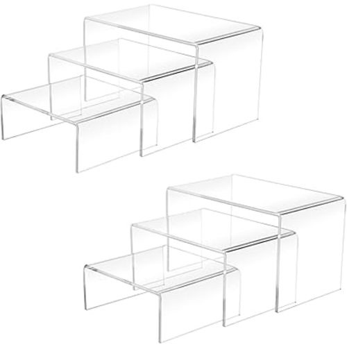 2 Sets Acrylic Display Risers(3",4",5") Clear Product Stand,Cupcakes Holder Dessert Transparent Showcase Stands, Candy Bar Risers, Lifts for Figures