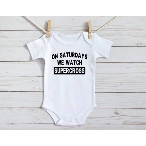 On Saturdays We Watch Supercross Graphic Baby Bodysuit