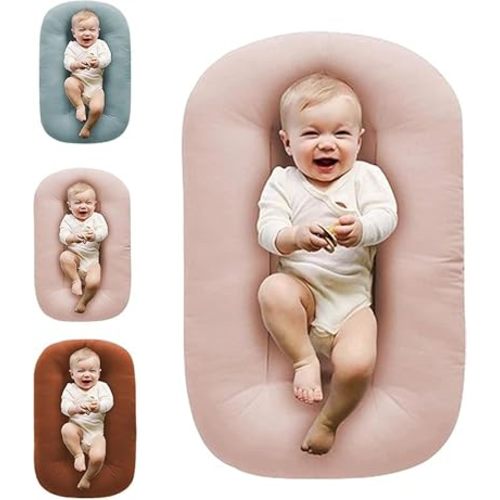 Baby Wedge Pillow for Newborn, Baby Feeding Support PillowLounger for Newborn, Infant Loungerfor Boys & Girls,Soft and Breathable (Pink)