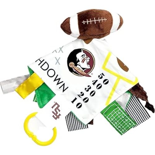The Learning Lovey Florida State University Seminoles Baby Football Tag Toy - College Baby Sensory Crinkle Toys - Soft & Safe - Ideal Baby Stroller Toy - BPA Free w/Stroller Clip (10" x 10" Tag Toy)…