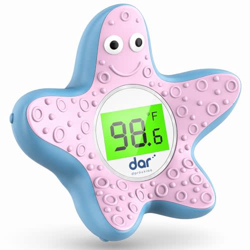 Baby Bath Thermometer for Tub,Floating Digital Water Temperature Thermometer with Instant Accurate Reading,3-Color Safety Light,Auto On/Off for Newborn,Infant & Toddler（Starfish）