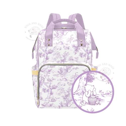 Winnie-the-Pooh Diaper Backpack, Blue Toile de Jouy Baby Shower Gift