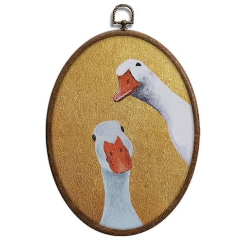 Vintage Goose Oval Wall Art, Farmhouse Cottage core Home Decor, Duck Nursery Wall Decor, Waterproof Whimsy Grandma Core Decors for Western Bedroom Living Room, Home Retro Hanging Products, 18