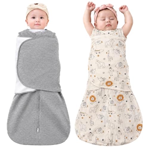ZIGJOY Baby Swaddle Sleep Sack 0-12 Months, 1.0 TOG, 100% Cotton | 3-Way Wearing-Arms In/Out or Hands to Face, Quiet Wrap & 2-Way Zipper for Easier Sleep Transitions & Night Diaper Changes