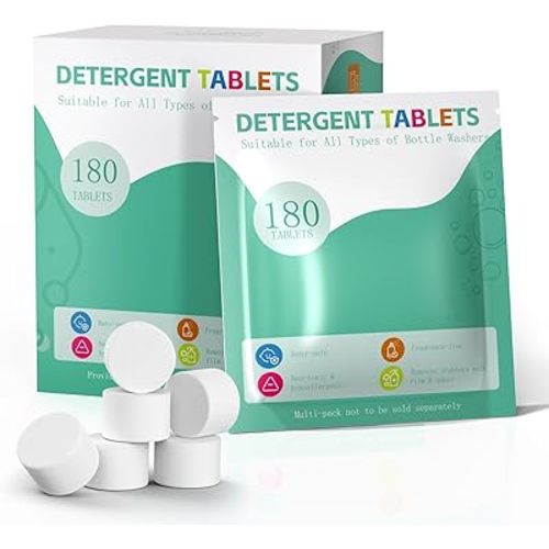 Baby Bottle Washer Detergent Tablets for Momcozy Pro, Baby Brezza, Bottle Cleaner Washers Sterilizers & Dryers, Baby-Safe Natural Formula, Professional Cleaning Power for Bottles & Nipples, 180PCS