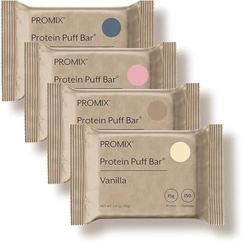 ProMix Nutrition Protein Puff Bars - Variety Pack - Vanilla, Chocolate, Strawberry, Blueberry - Marshmallow Crispy Treat - High Protein & Low Calorie - 12 Bars