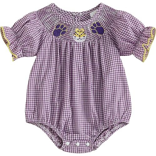 Kuriozud Newborn Baby Girl Football Outfit Smocked Ruffle Romper Short Sleeve Jumpsuit Cute Baby Girl Clothes