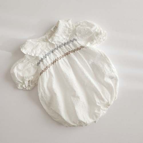 Baby Monbebe Leah Smocked Bodice Romper (3-24m) - 2 Colors | AT NOON STORE