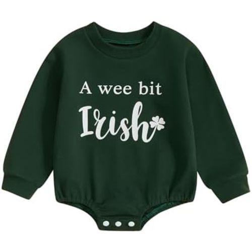 Eadrioss Newborn Baby Boy Girl St. Patricks Day Outfit Embroidery Bubble Romper Sweatshirt Infant St. Patricks Day Clothes