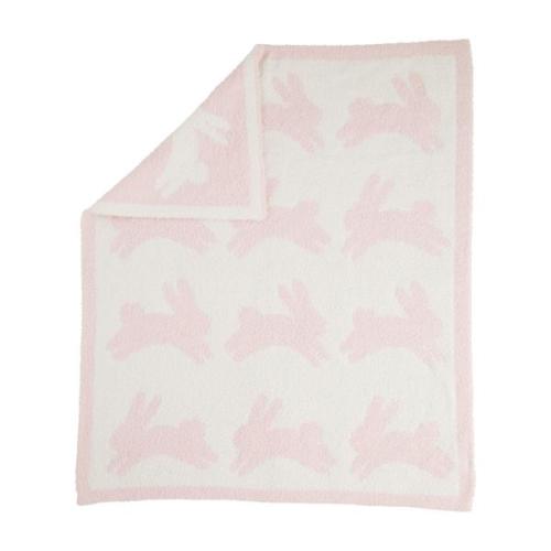Pink Chenille Bunny Blanket for Babies | Cozy Easter Gift