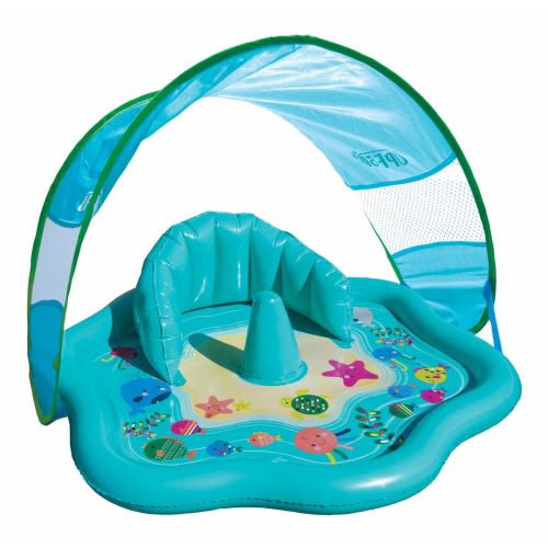 Swim School Inflatable Baby Splash Mat with Canopy, 28-in, Ages 6-18m