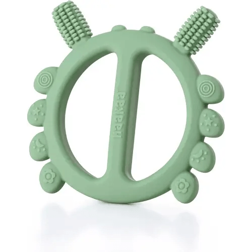 Haakaa Silicone Crab Baby Teether,Teething Toys,360° Baby Toothbrush Head for Infant Self-Brushing Training,Food-Grade Silicone,Pea Green